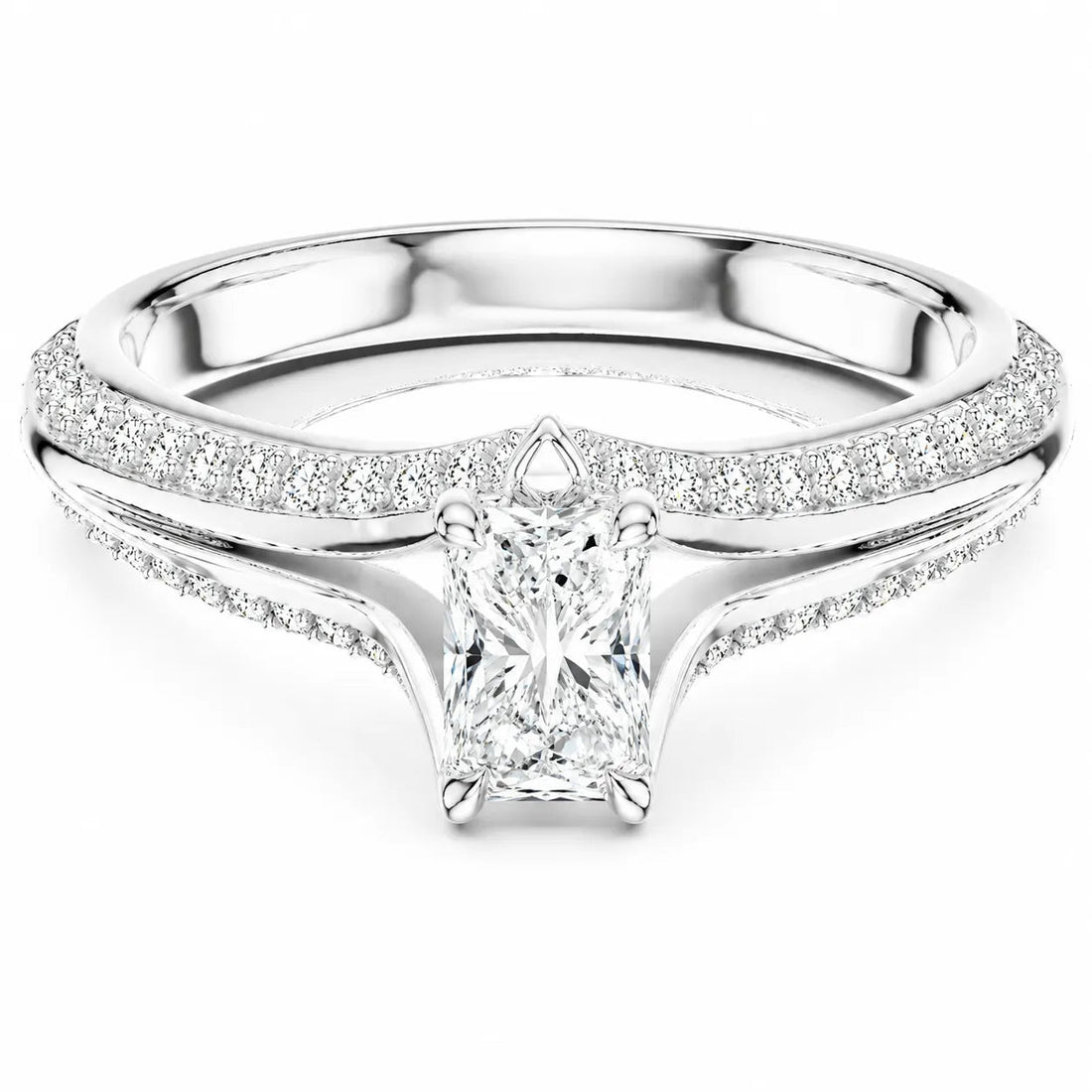 Promise of the Heart Ring with Side Stone – Round (925 Sterling Silver)