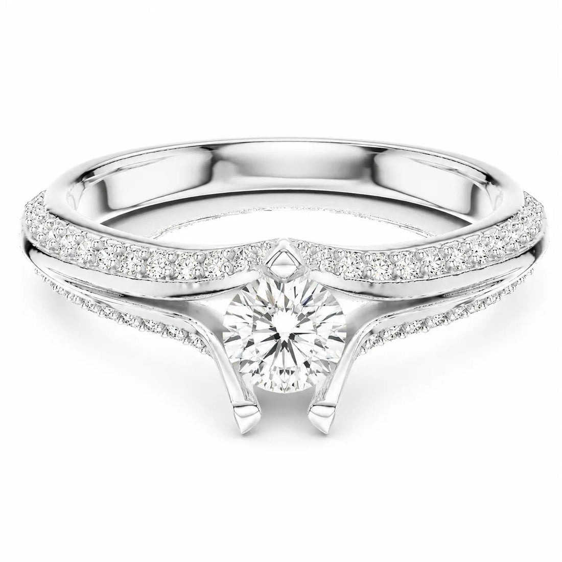 Promise of the Heart Ring with Side Stone – (925 Sterling Silver) – Round (925 Sterling Silver)