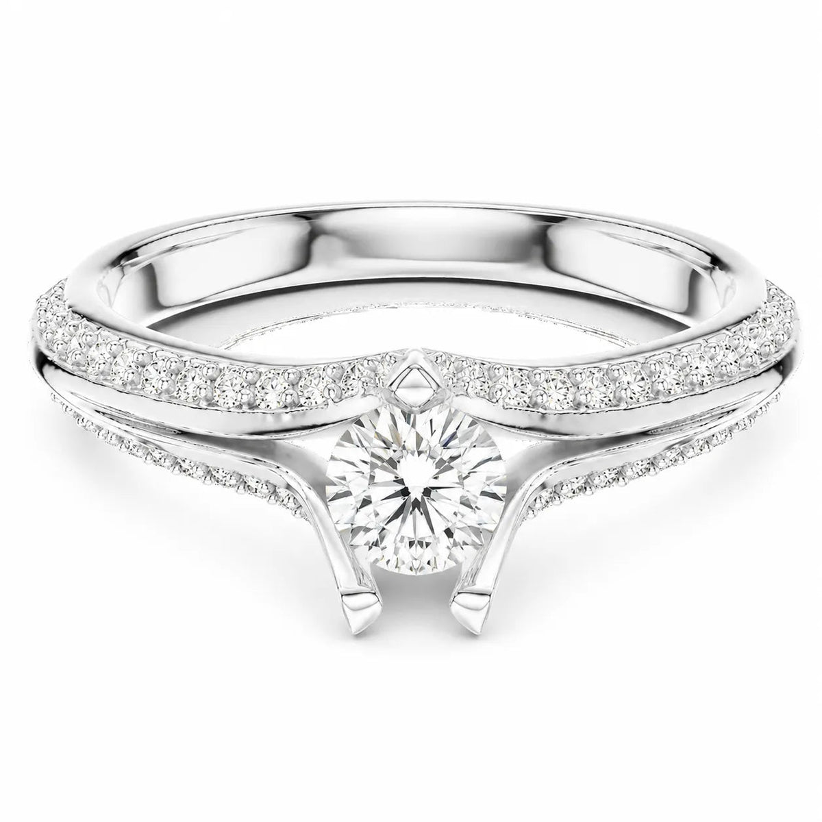 Promise of the Heart Ring with Side Stone – (925 Sterling Silver) – Round (925 Sterling Silver)