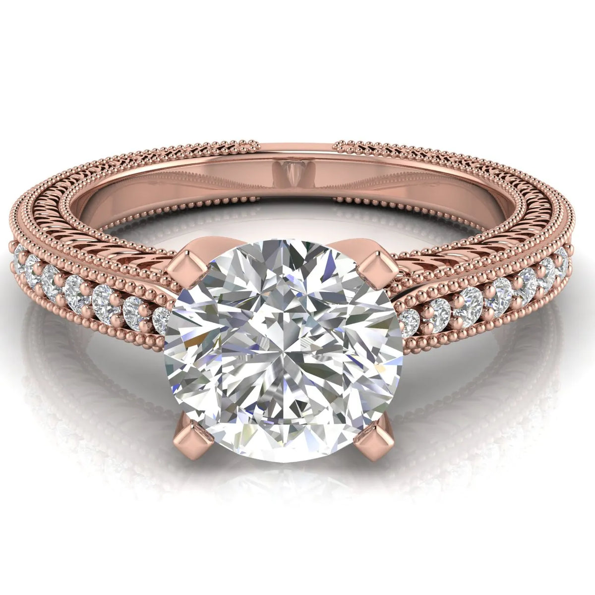 Vintage-Inspired Solitaire Ring with Accent Stones