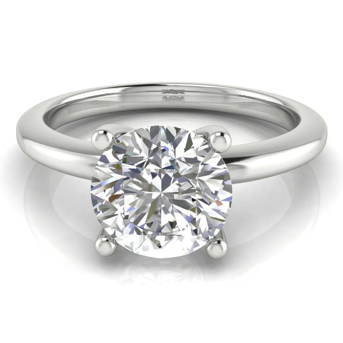 Timeless Solitaire Engagement Ring – Round (925 Sterling Silver)