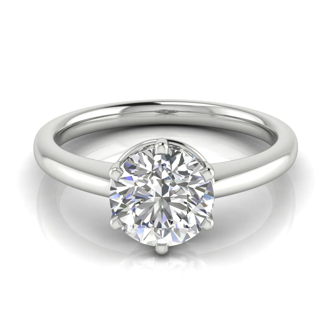 Elegant Solitaire Ring with Classic Prong Setting – (925 Sterling Silver) – Round (925 Sterling Silver)
