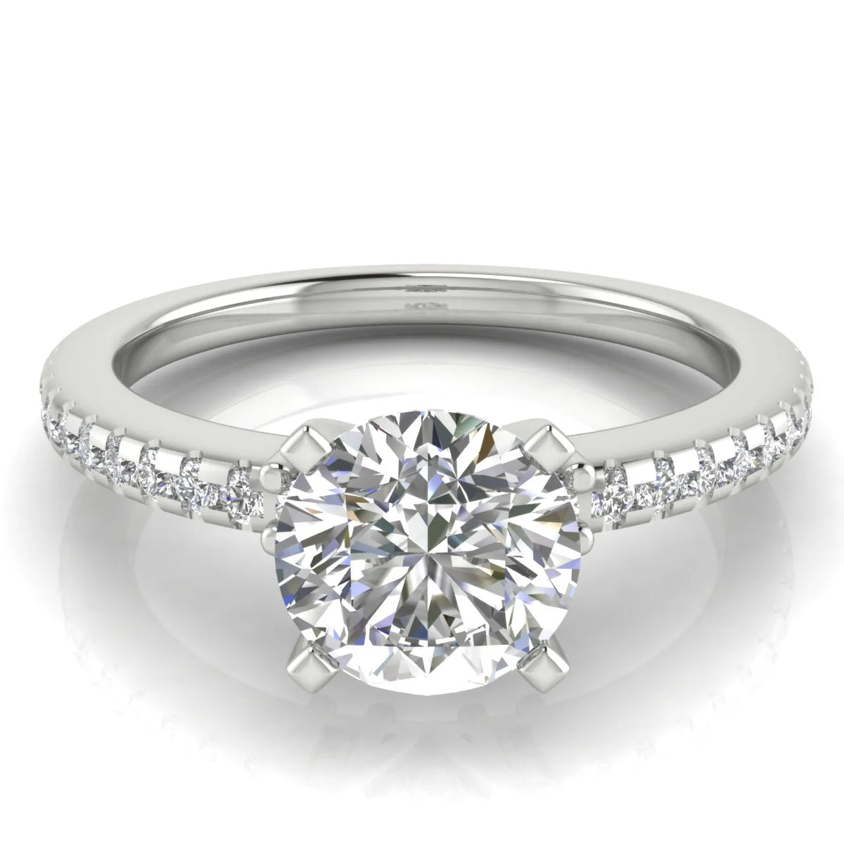 Classic Pavé Accent Solitaire Ring