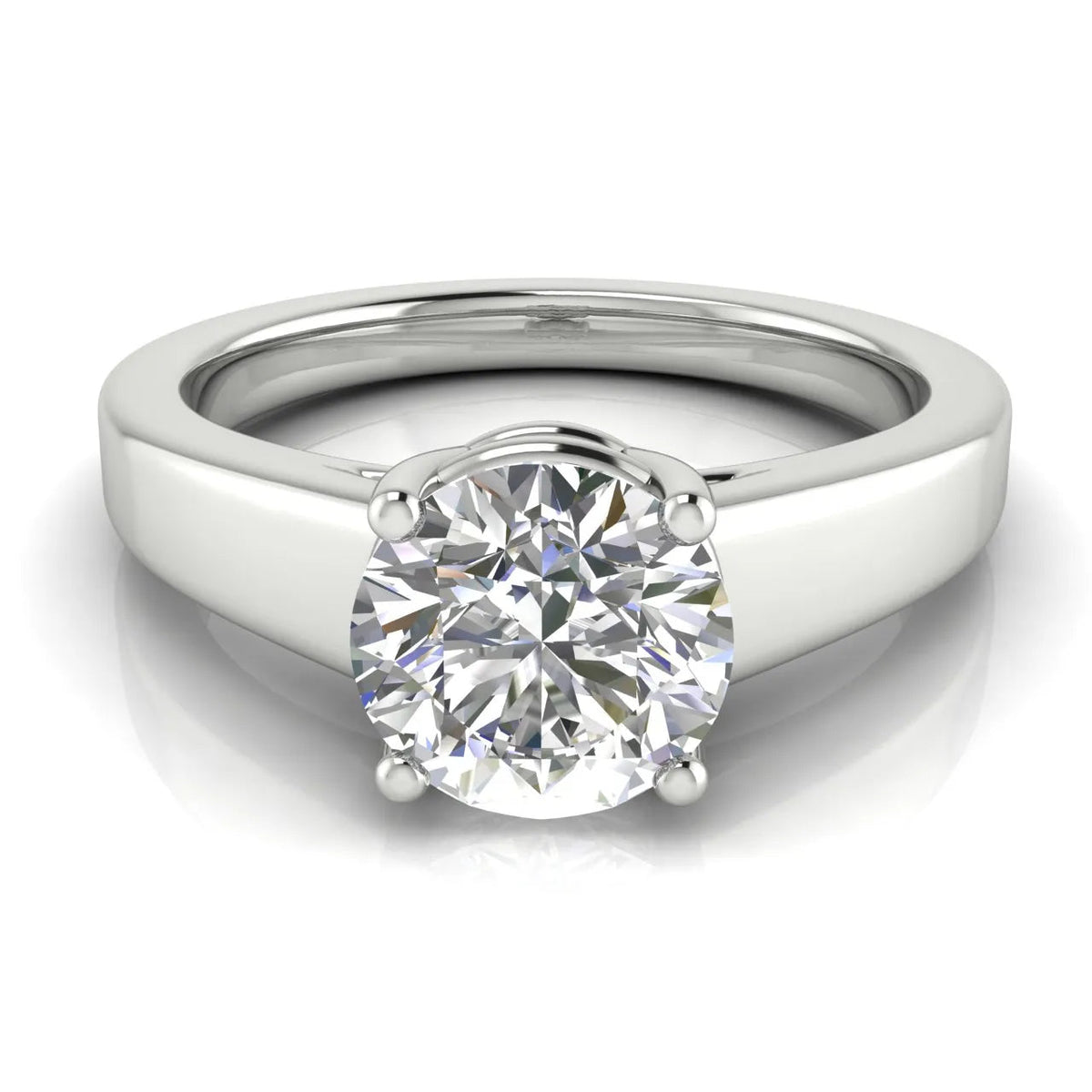 Classic Solitaire Engagement Ring – Round (925 Sterling Silver)