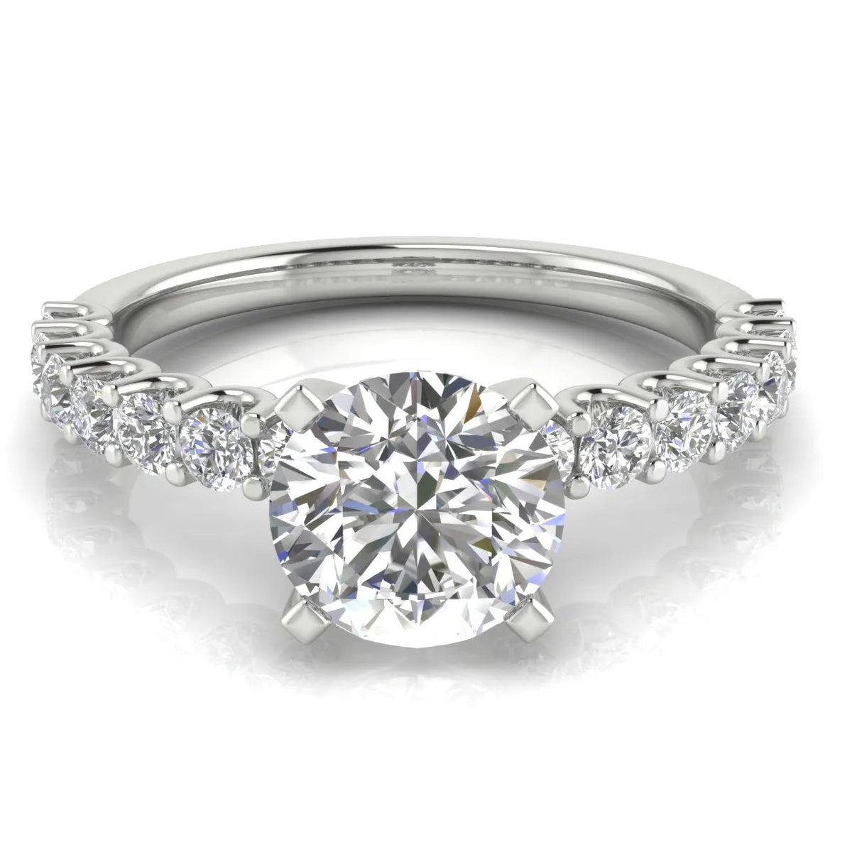 Elegant Solitaire Ring with Accent Stone – (925 Sterling Silver) – Round (925 Sterling Silver)