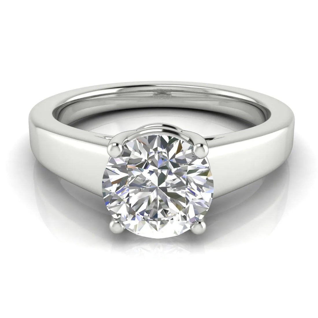 Classic Solitaire Engagement Ring – Round (925 Sterling Silver)