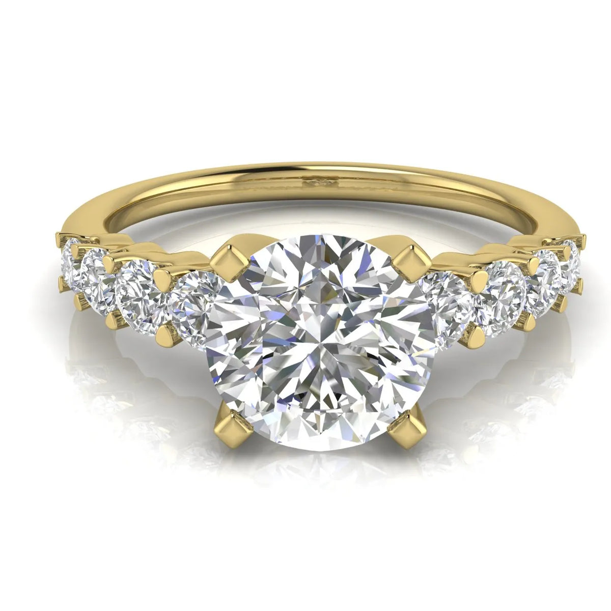 Elegant Solitaire Ring with Graduated Accent Stones