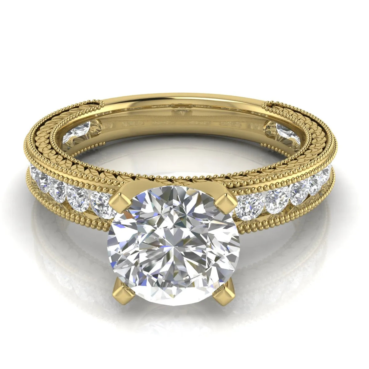 Vintage Milgrain Accent Solitaire Ring