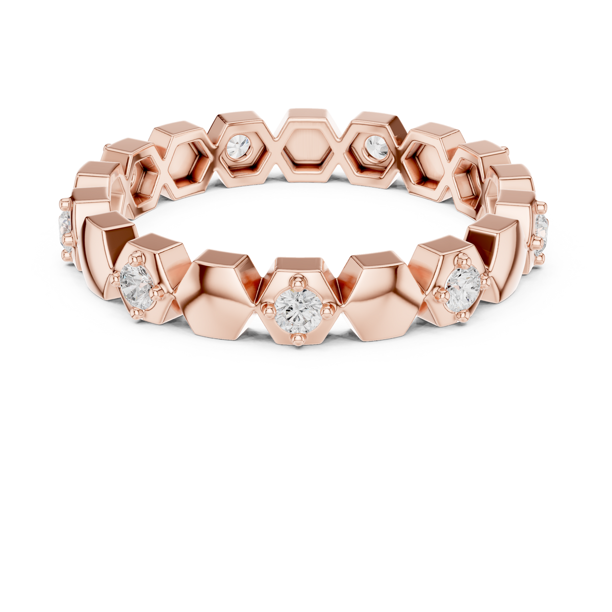Hexagon Pattern Diamond Stackable Band