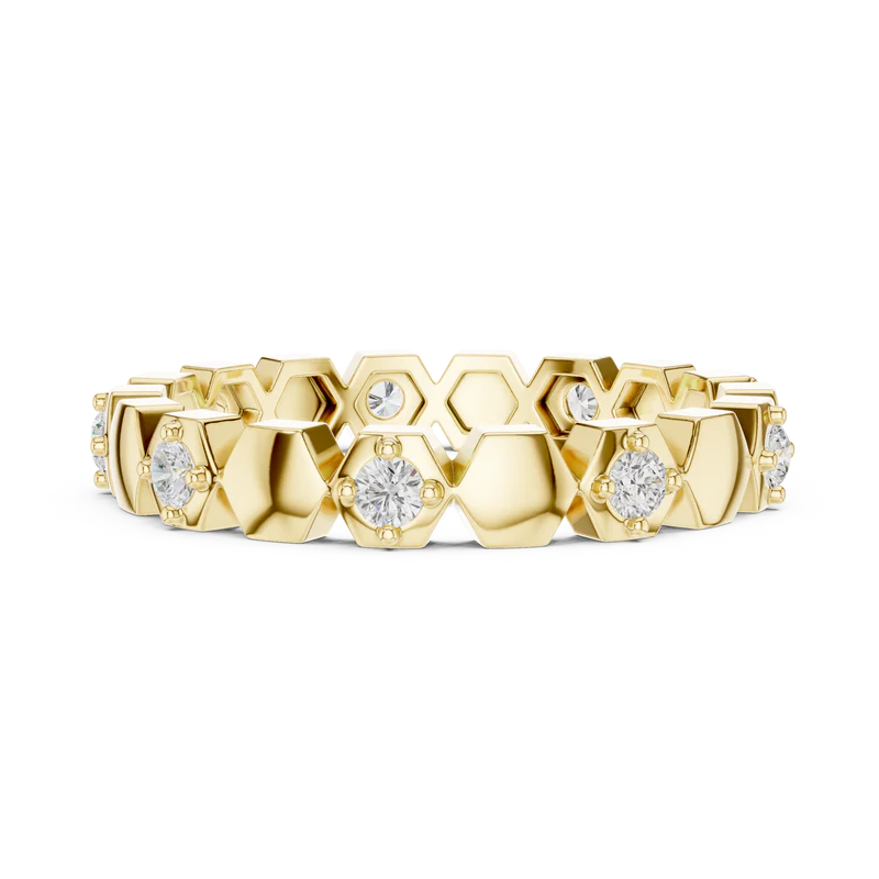 Hexagon Pattern Diamond Stackable Band