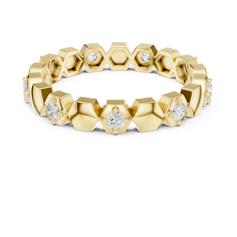 Hexagon Pattern Diamond Stackable Band