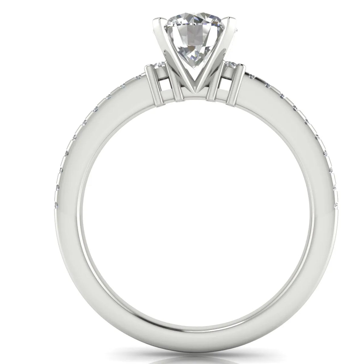 Classic Pavé Accent Solitaire Ring