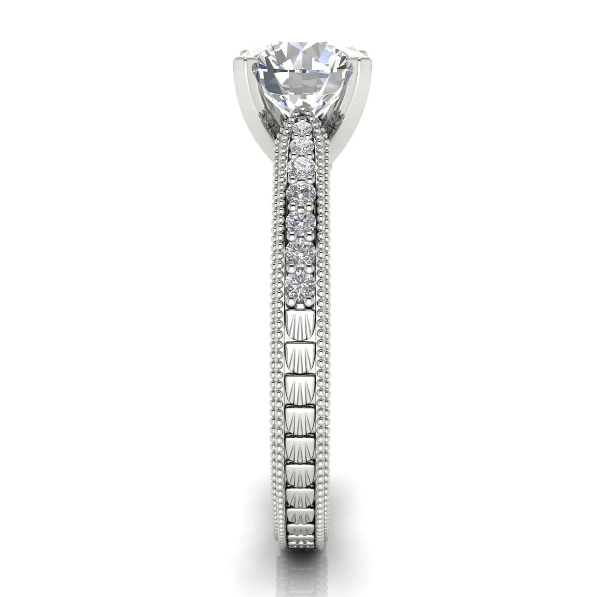 Vintage-Inspired Solitaire Ring with Accent Stones