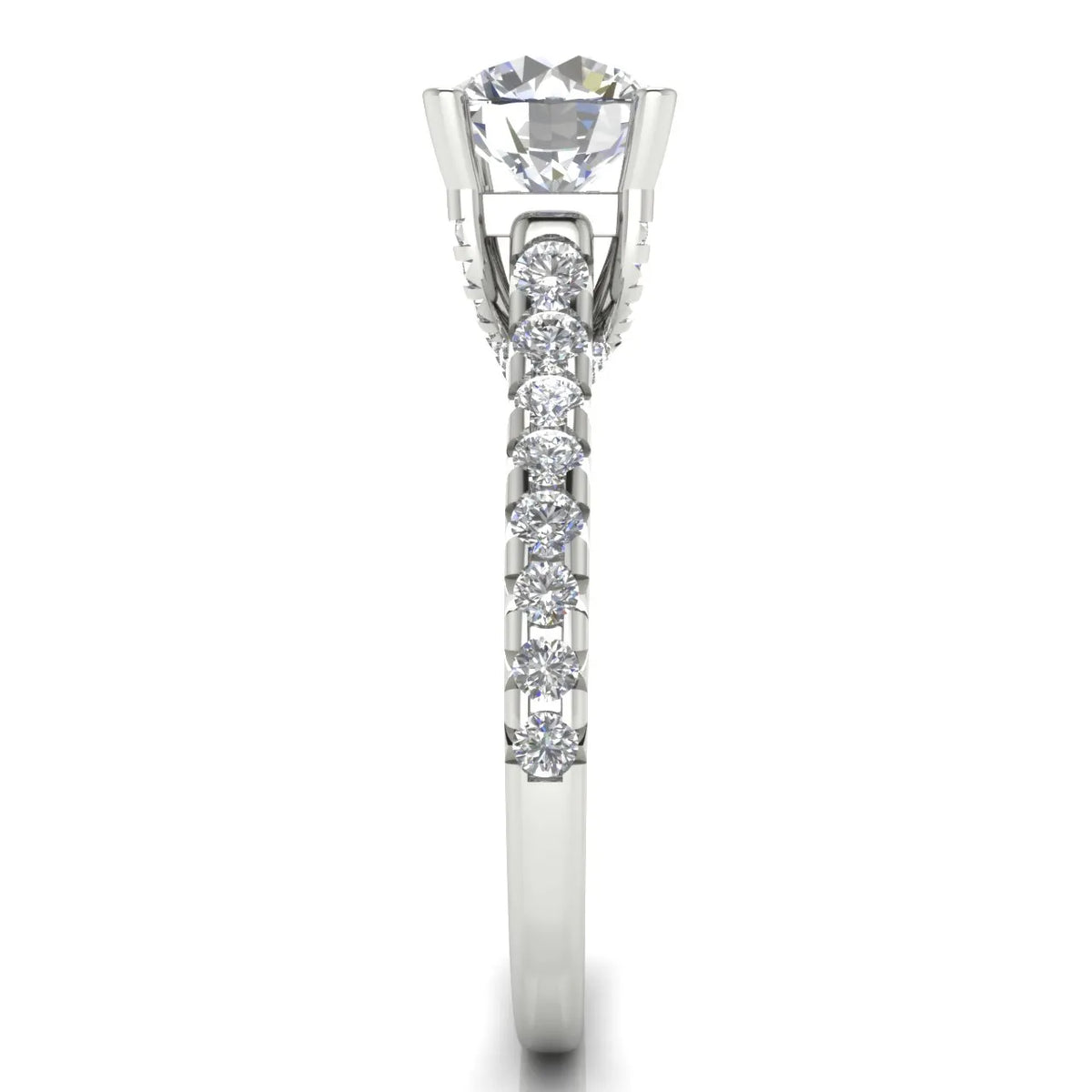 Classic Pavé Accent Solitaire Ring