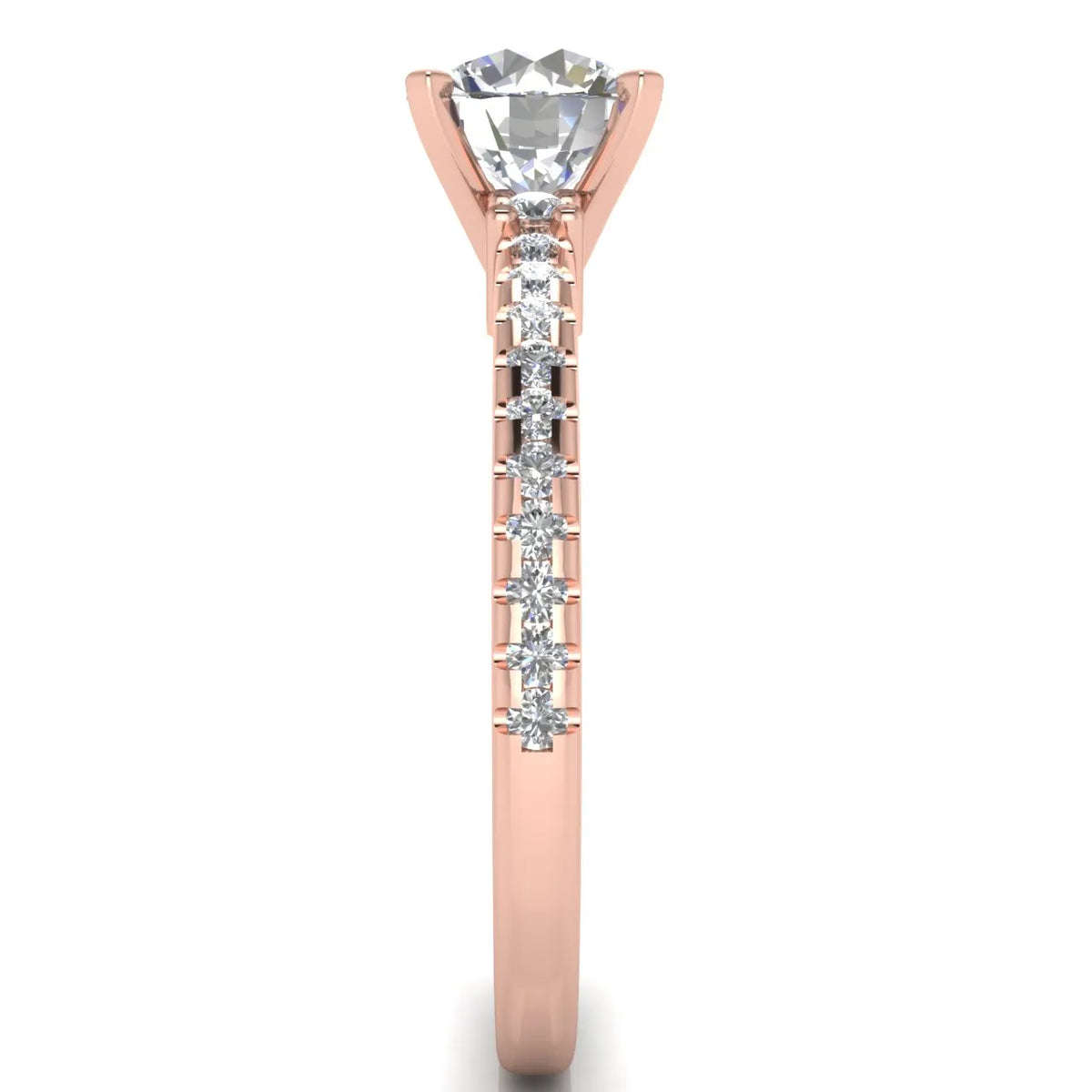 Classic Pavé Accent Solitaire Ring