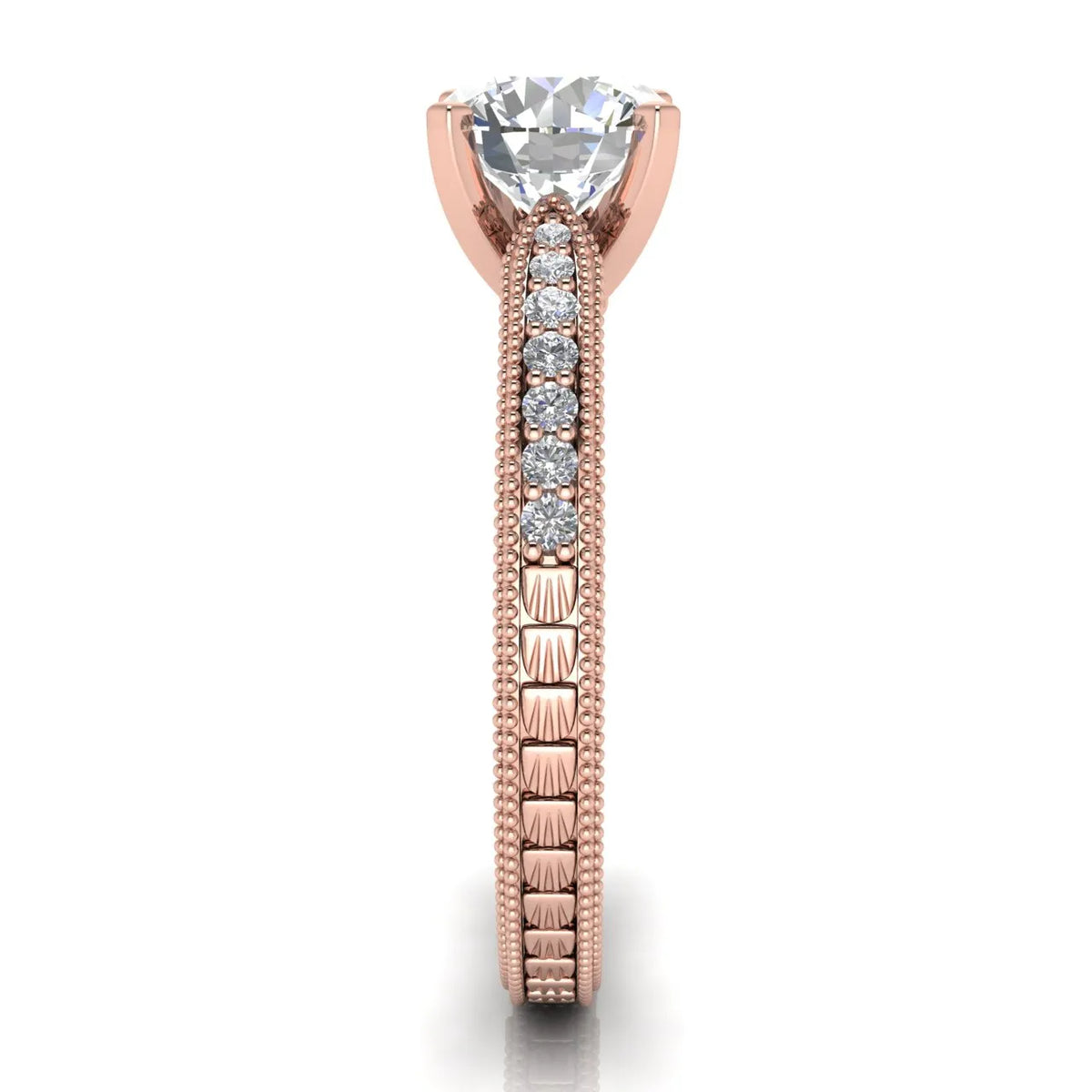 Vintage-Inspired Solitaire Ring with Accent Stones