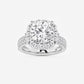 Marbella 6 1/3 ctw Cushion Lab Grown Diamond Double Row Side Stones Halo Engagement Ring