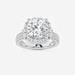 Marbella 6 1/3 ctw Cushion Lab Grown Diamond Double Row Side Stones Halo Engagement Ring