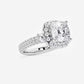 Marbella 6 1/3 ctw Cushion Lab Grown Diamond Double Row Side Stones Halo Engagement Ring