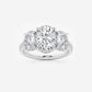 Hera 3 7/8 ctw Oval Lab Grown Diamond Shadow Halo Three Stone Engagement Ring