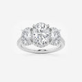 Hera 3 7/8 ctw Oval Lab Grown Diamond Shadow Halo Three Stone Engagement Ring