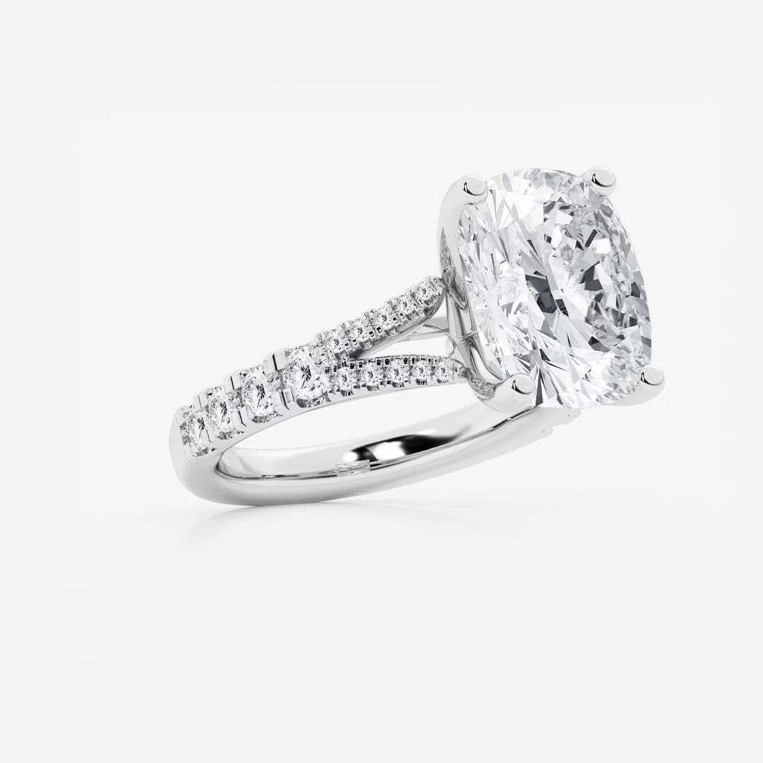 Nirvana 7 2/3 ctw Elongated Cushion Lab Grown Diamond Split Shank Engagement Ring
