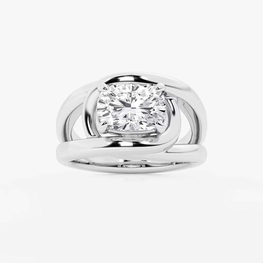 3 ctw Curve Vine Elongated Cushion Solitaire Ring