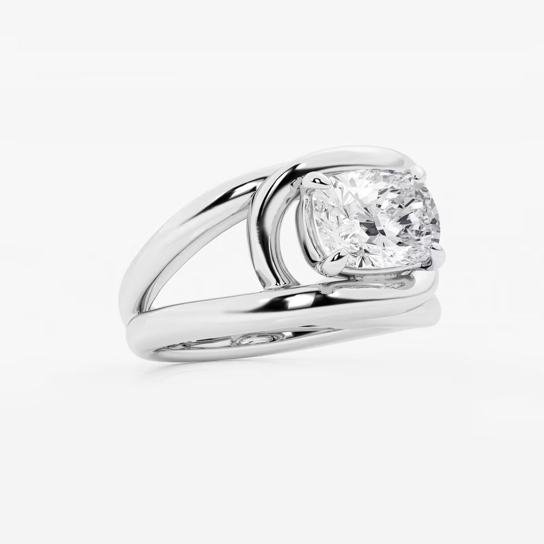 3 ctw Curve Vine Elongated Cushion Solitaire Ring