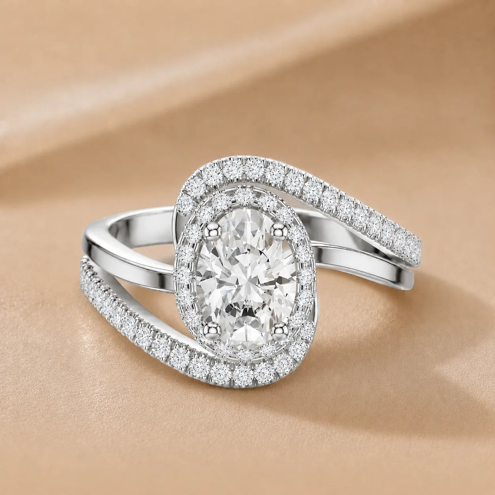 Oval Radiance Twist Engagement Ring