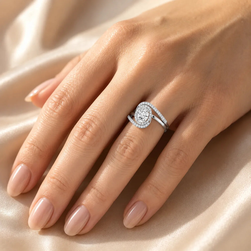 Oval Radiance Twist Engagement Ring