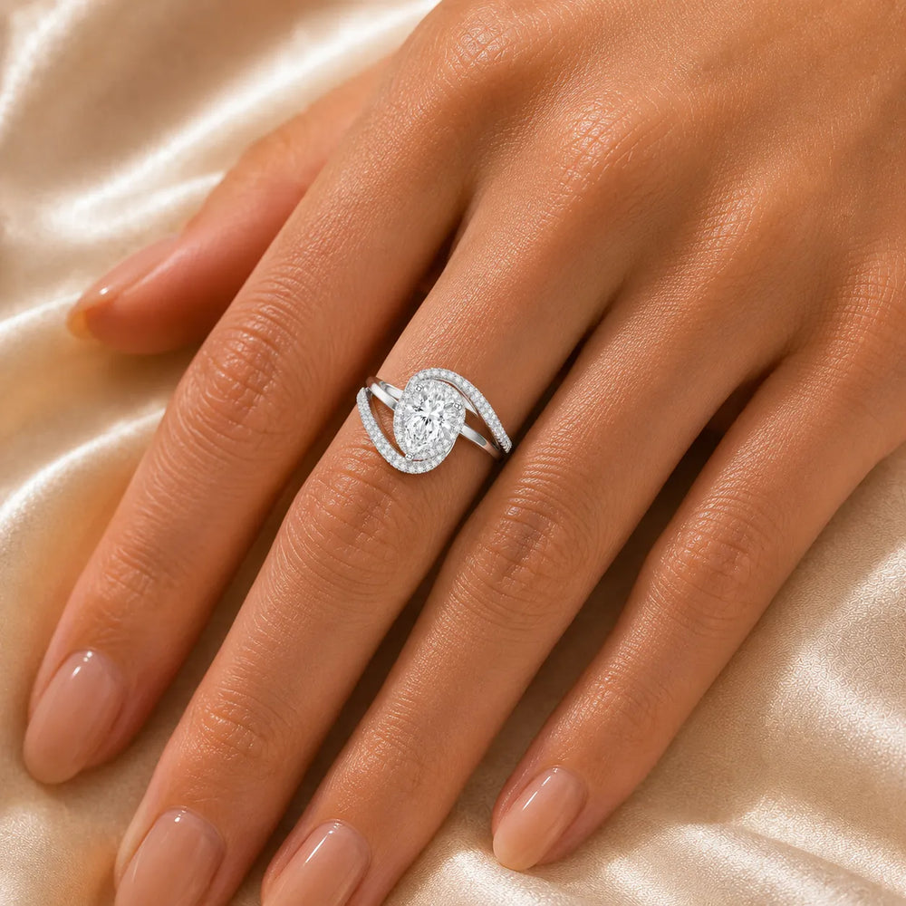 Oval Radiance Twist Engagement Ring