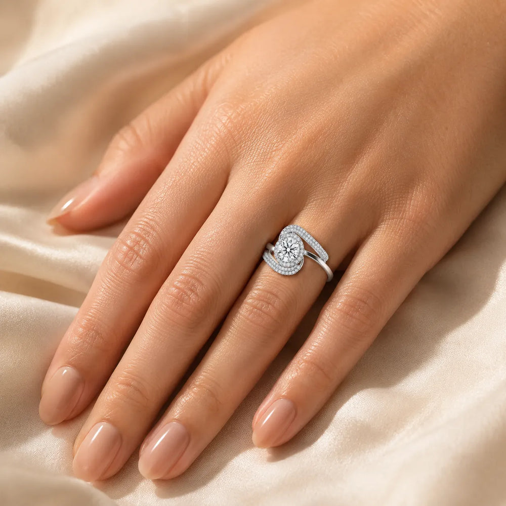Oval Radiance Twist Engagement Ring