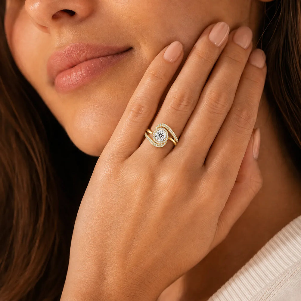 Oval Radiance Twist Engagement Ring