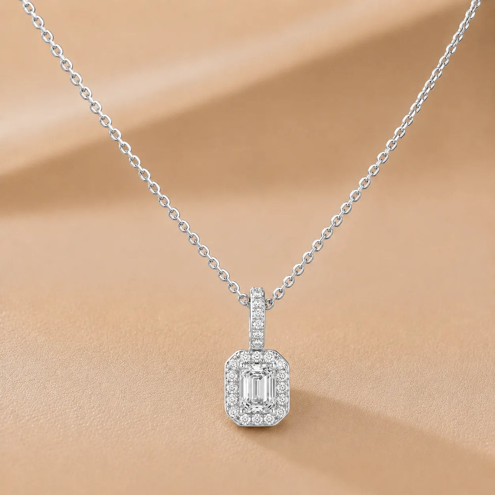 Emerald Halo Necklace Radiance Pendant