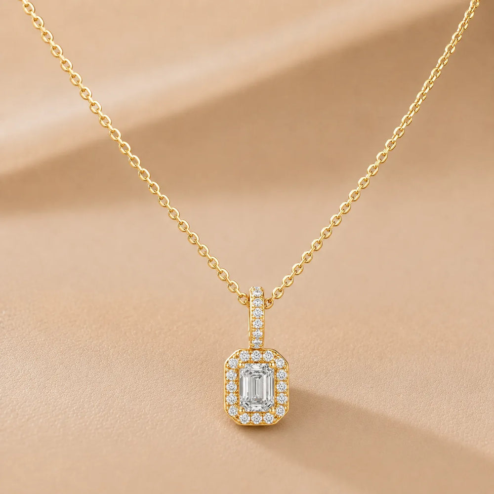 Emerald Halo Necklace Radiance Pendant
