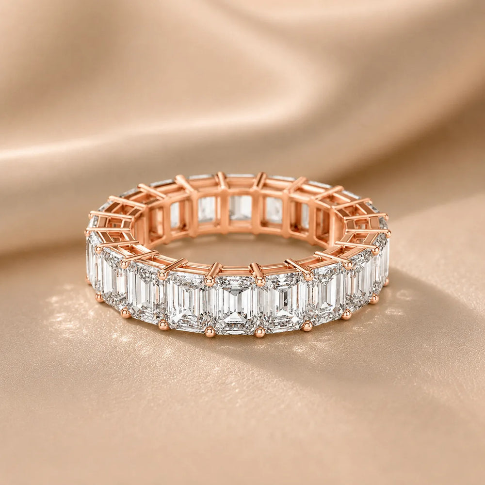 The Regal Radiance Emerald-Cut Diamonds Eternity Band