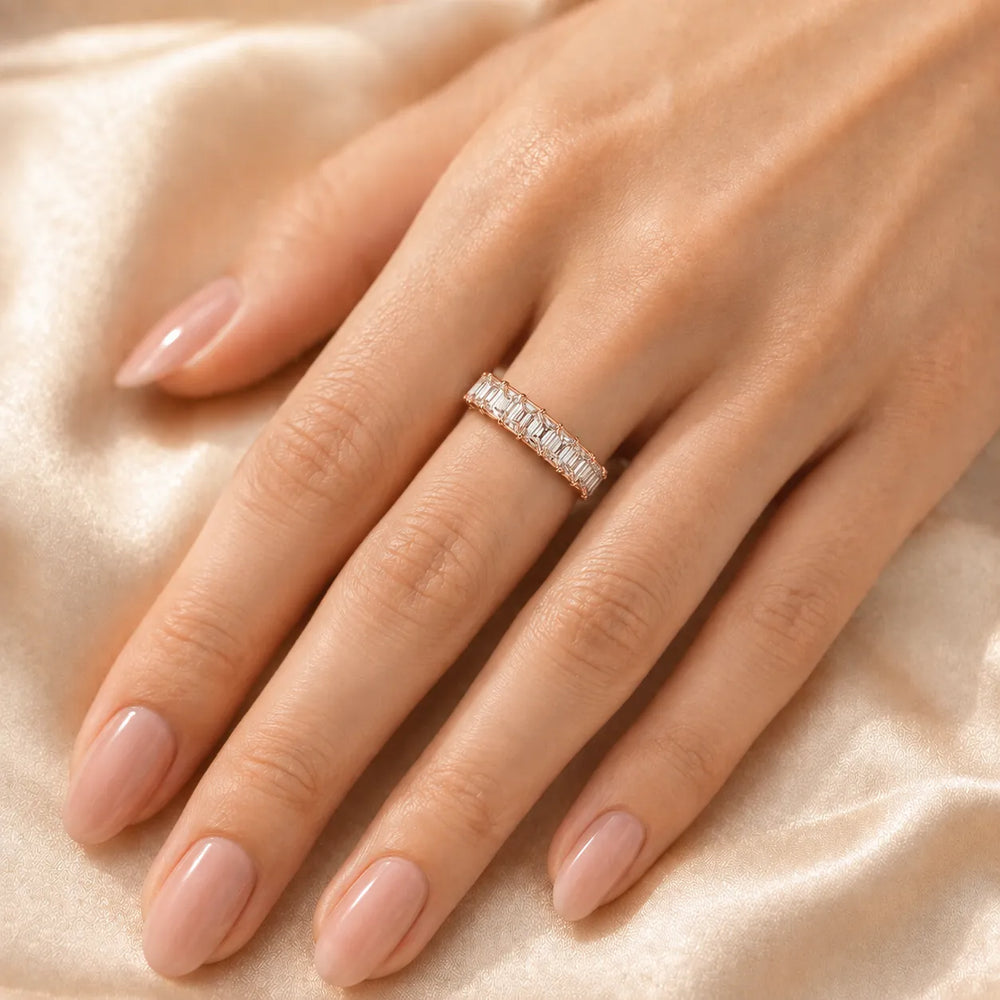 The Regal Radiance Emerald-Cut Diamonds Eternity Band