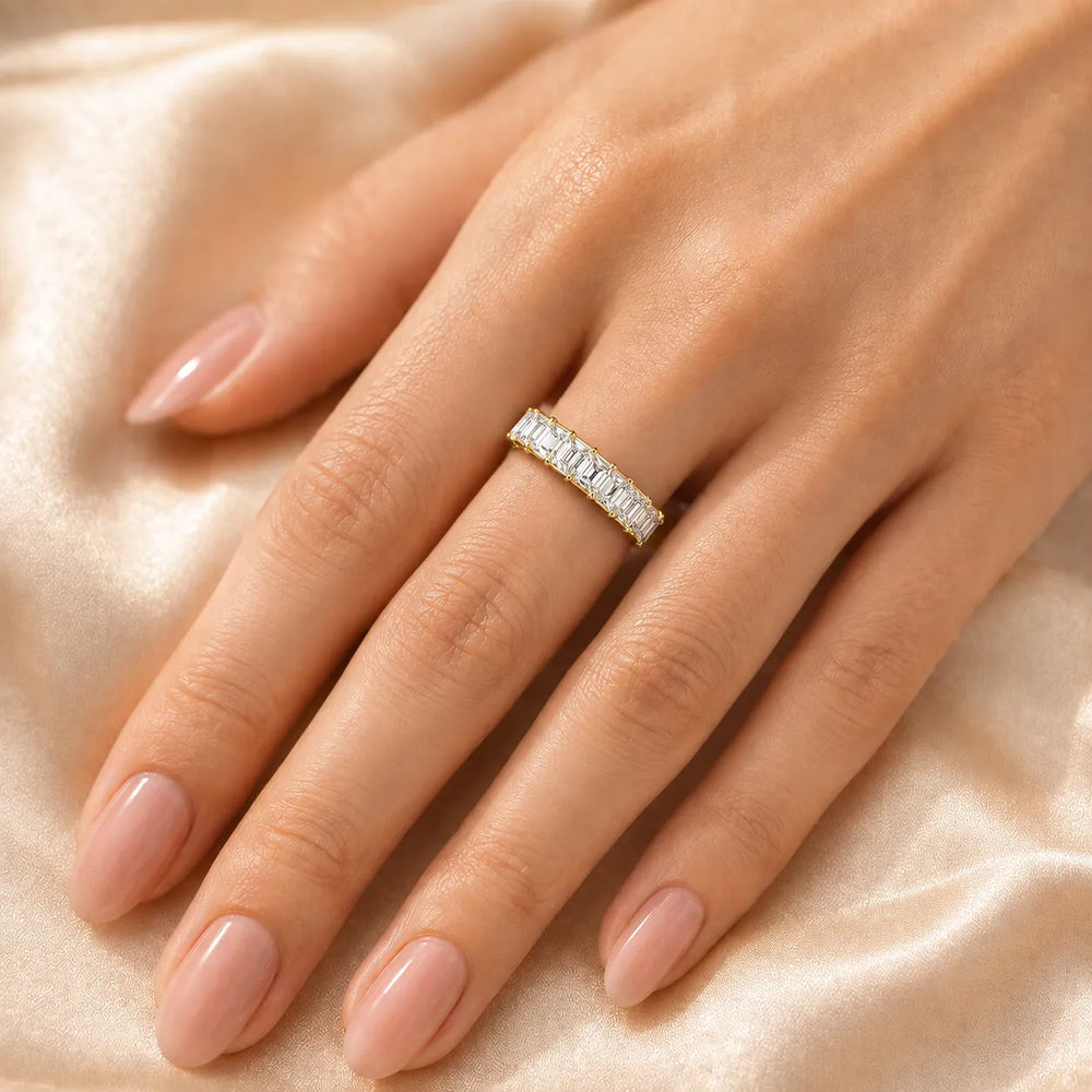 The Regal Radiance Emerald-Cut Diamonds Eternity Band