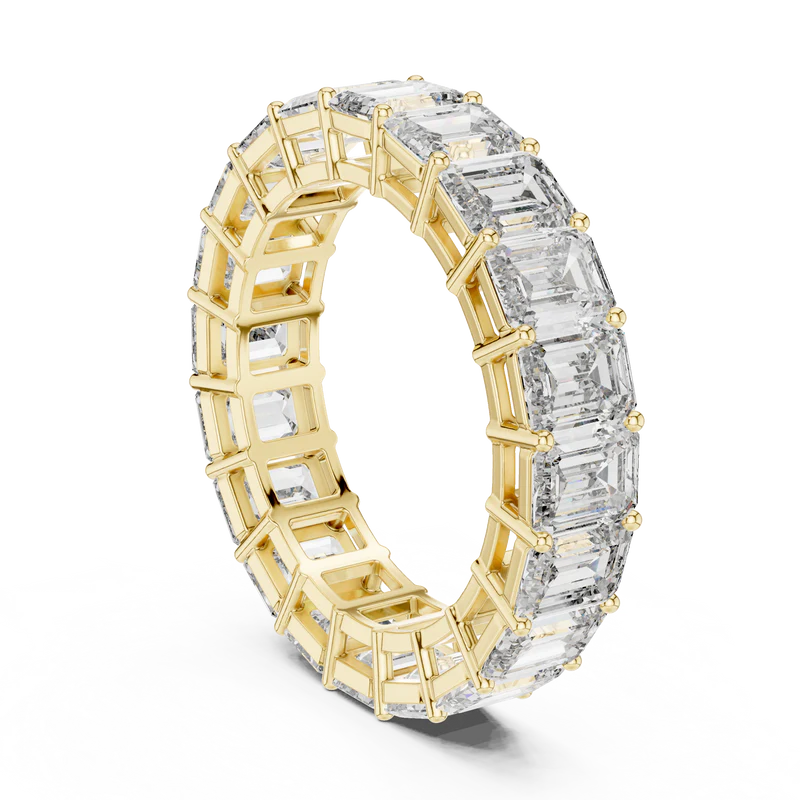 The Regal Radiance Emerald-Cut Diamonds Eternity Band