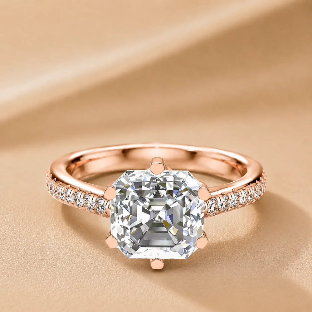 Romantic Solitaire Ring with Pavé Accent