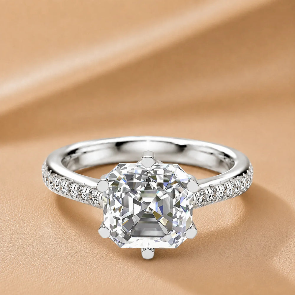Romantic Solitaire Ring with Pavé Accent