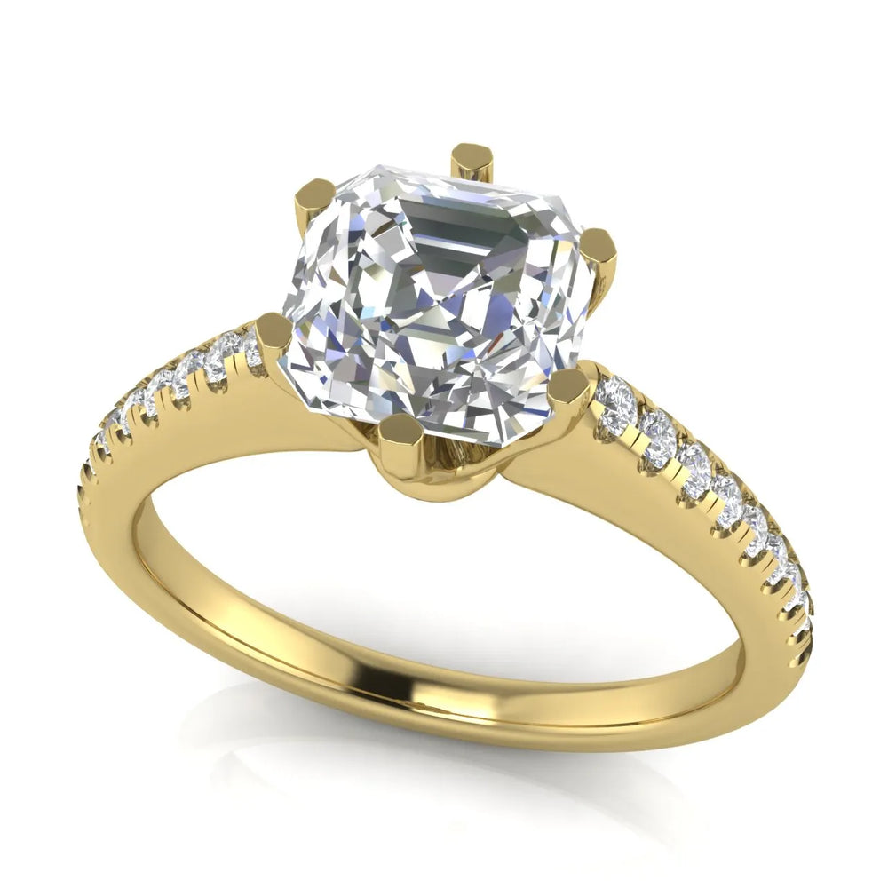 Romantic Solitaire Ring with Pavé Accent