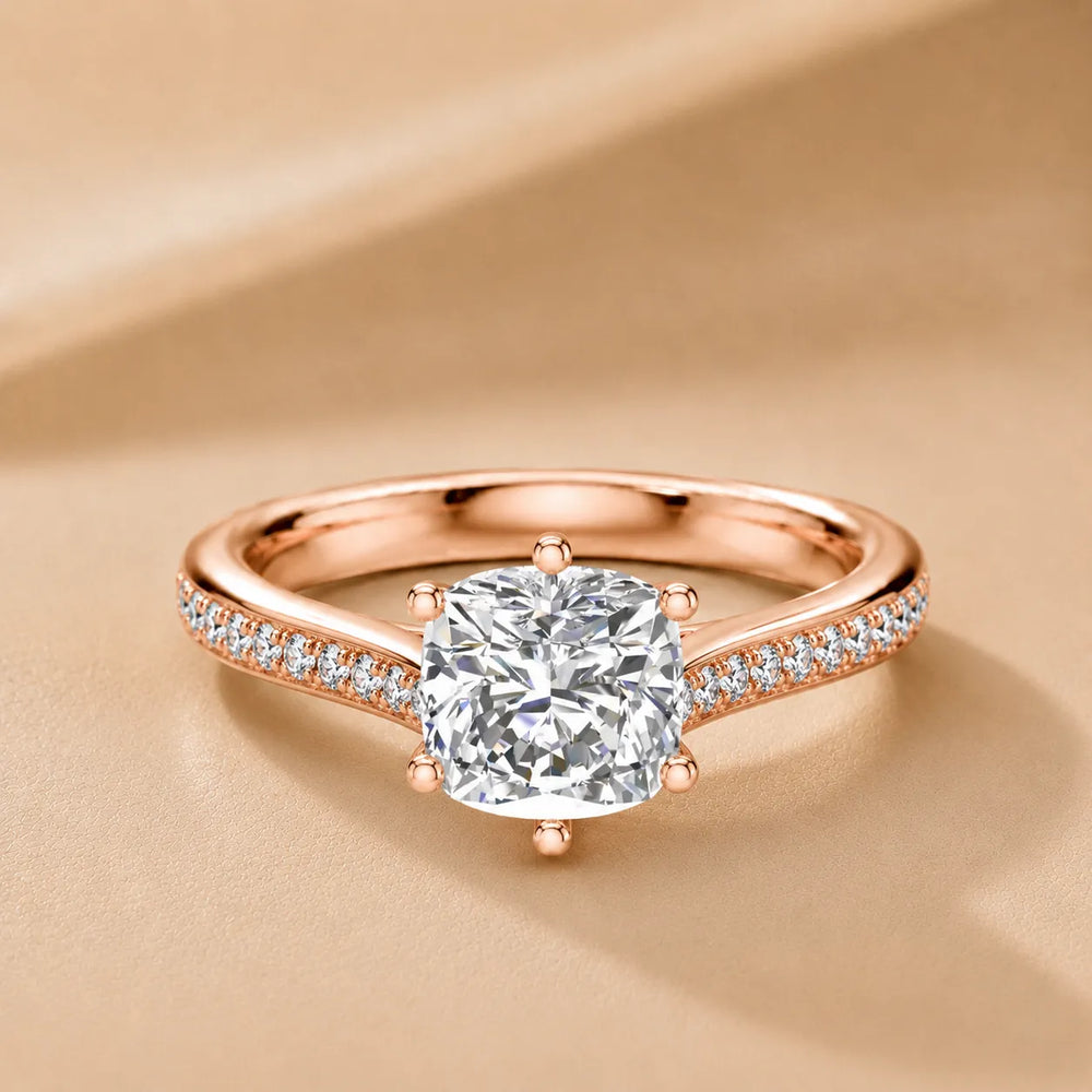 Romantic Solitaire Ring with Pavé Accent