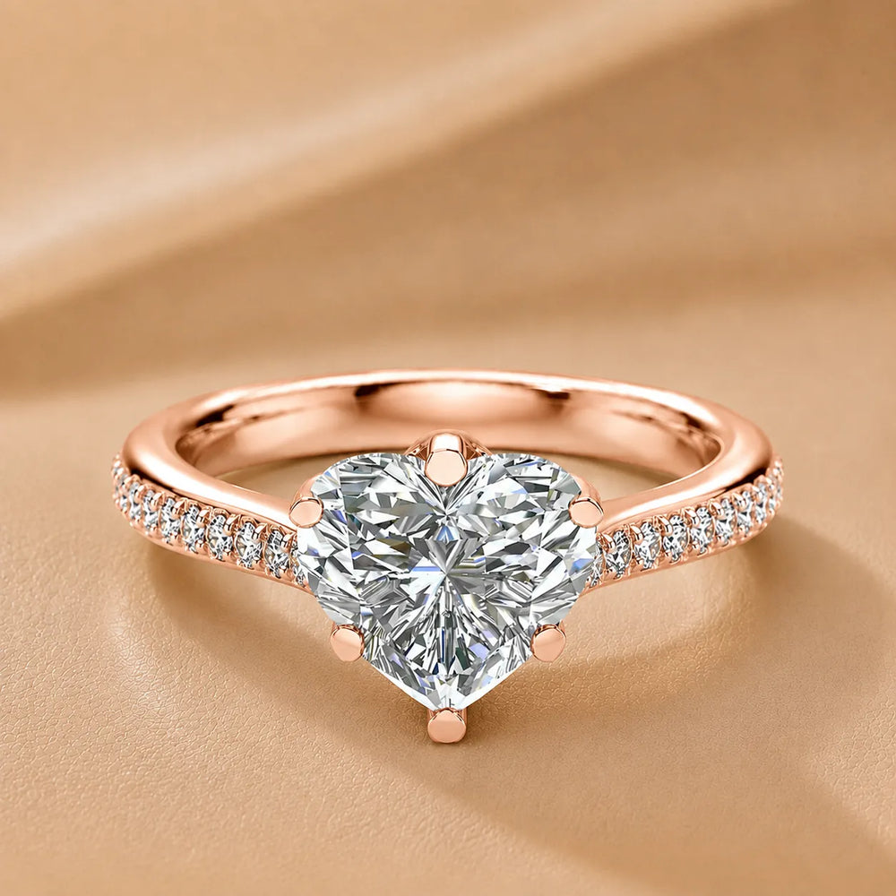 Romantic Solitaire Ring with Pavé Accent