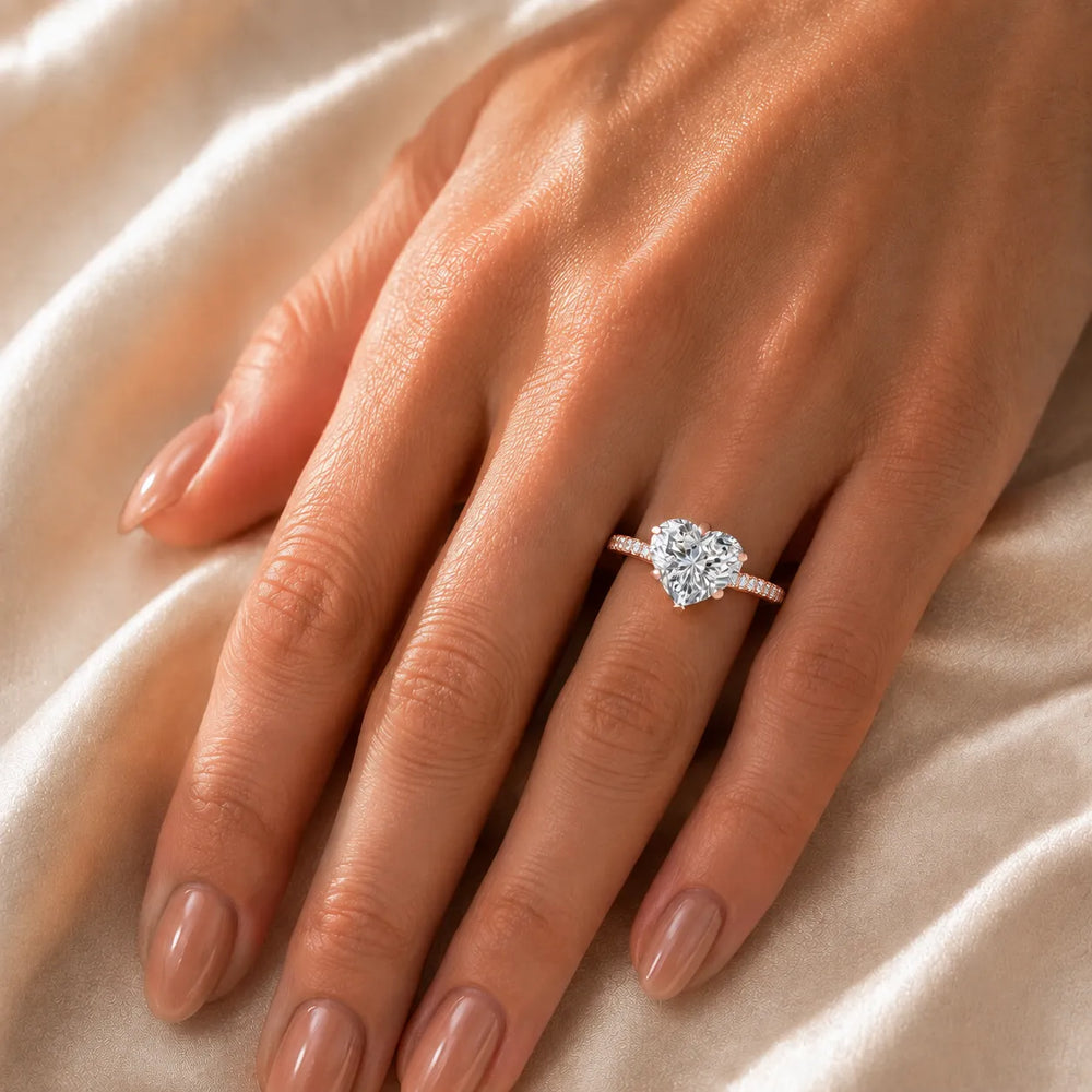 Romantic Solitaire Ring with Pavé Accent