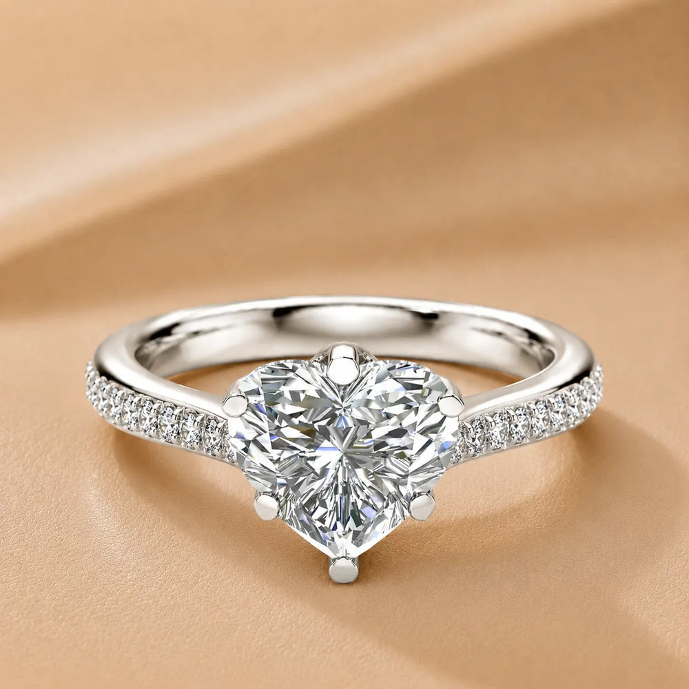 Romantic Solitaire Ring with Pavé Accent