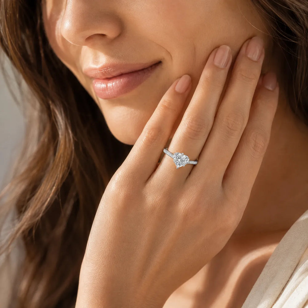 Romantic Solitaire Ring with Pavé Accent