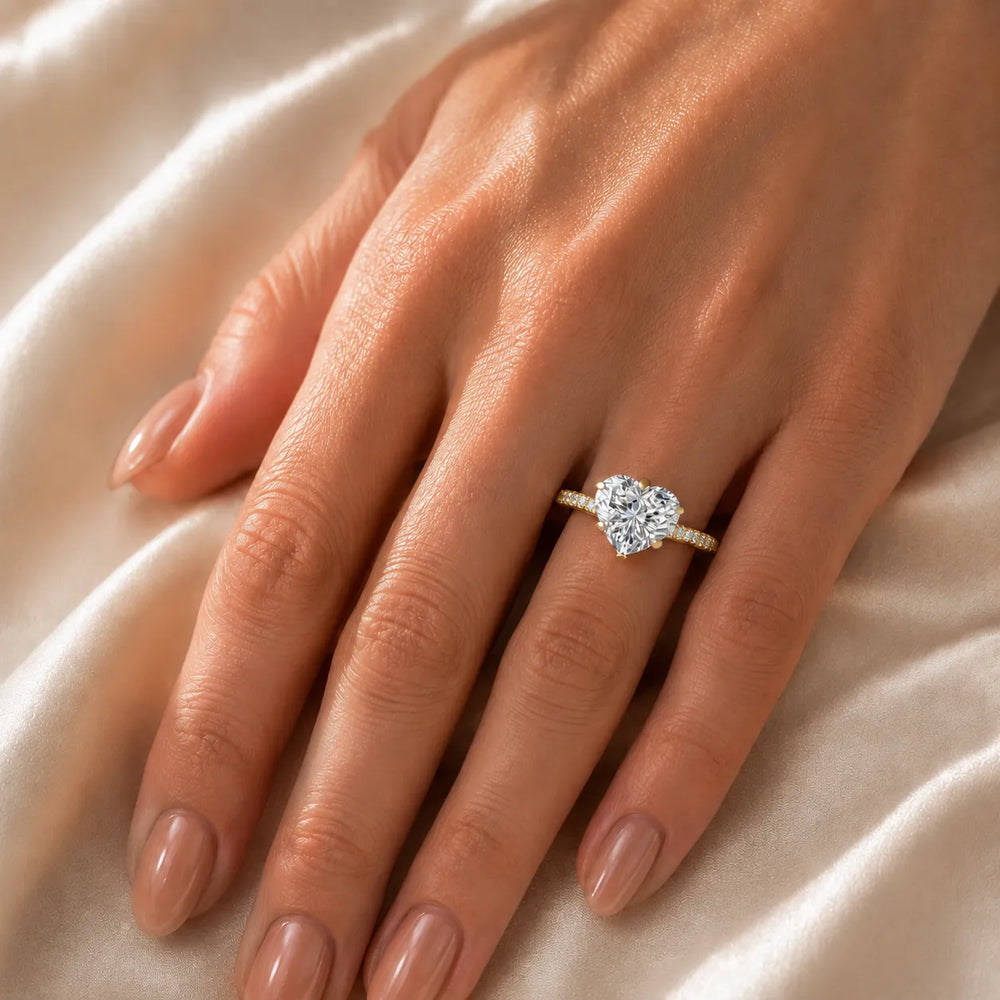 Romantic Solitaire Ring with Pavé Accent