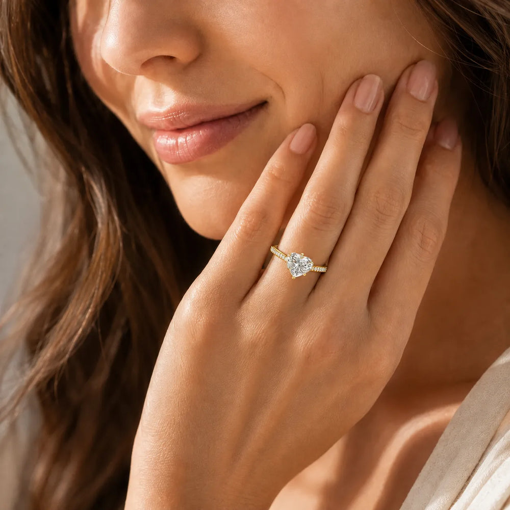 Romantic Solitaire Ring with Pavé Accent