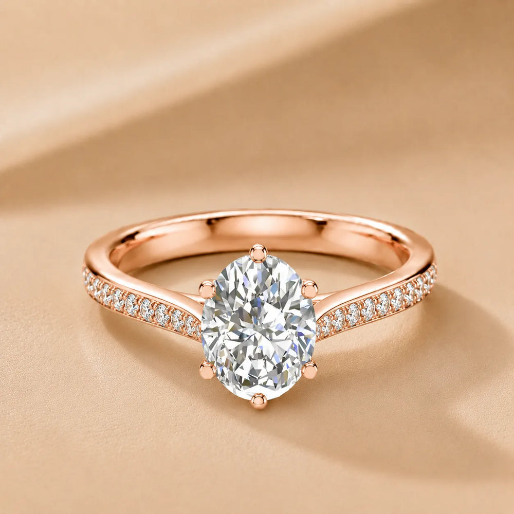 Romantic Solitaire Ring with Pavé Accent